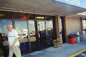limon travel center, man walking by in front